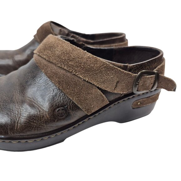 Born Womens Clogs Size 7 Leather Mules Casual Slip On Comfort Shoes Brown - Picture 7 of 8